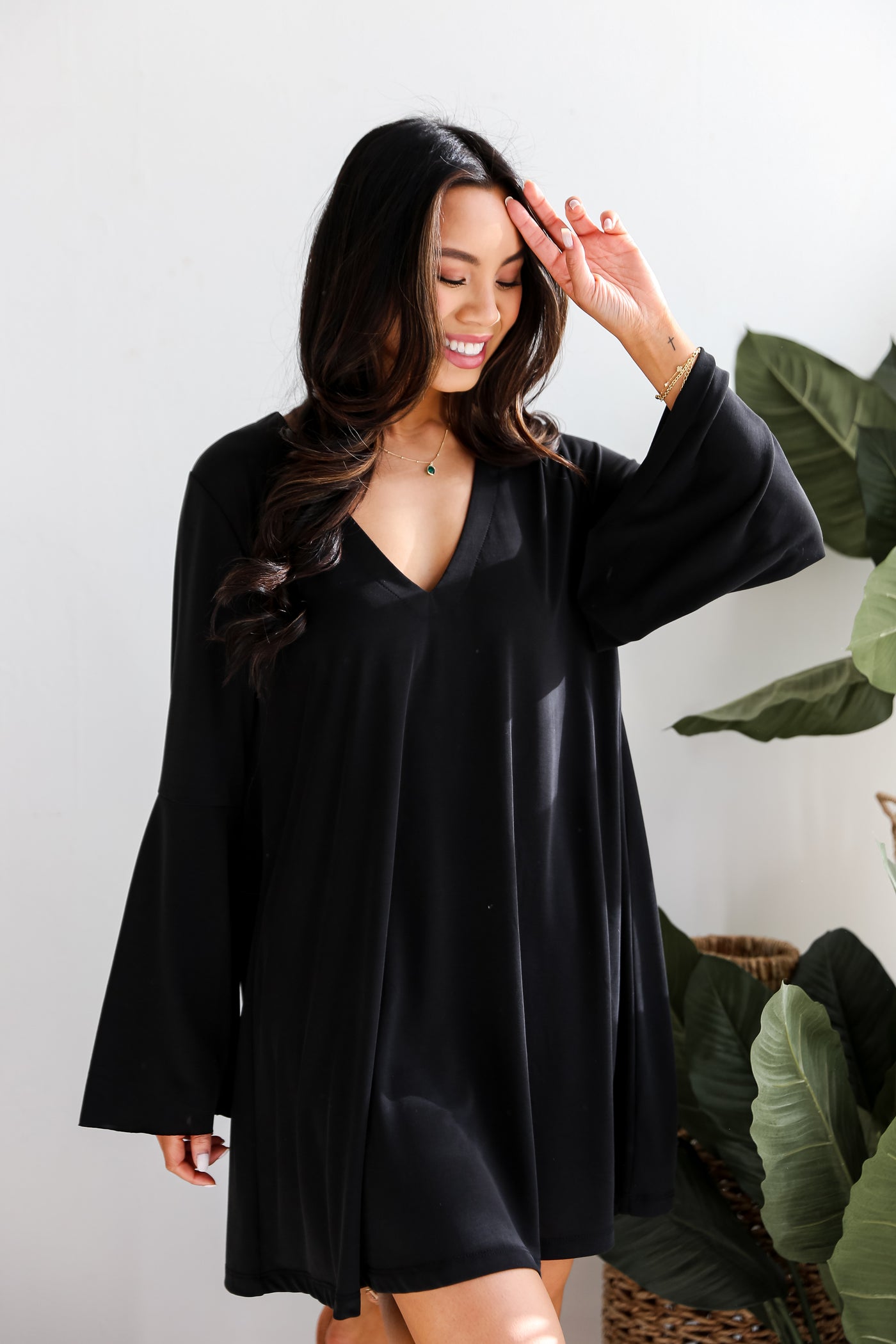 Black Bell Sleeve Mini Dress.  Cheap Dresses. Online cheap dresses