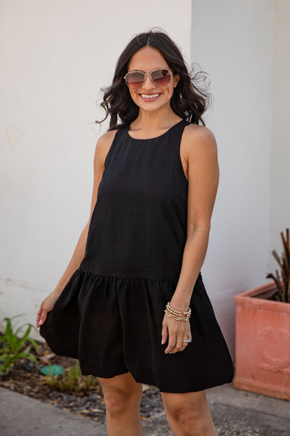 black mini dress with white top Black Dress with White Shirt over