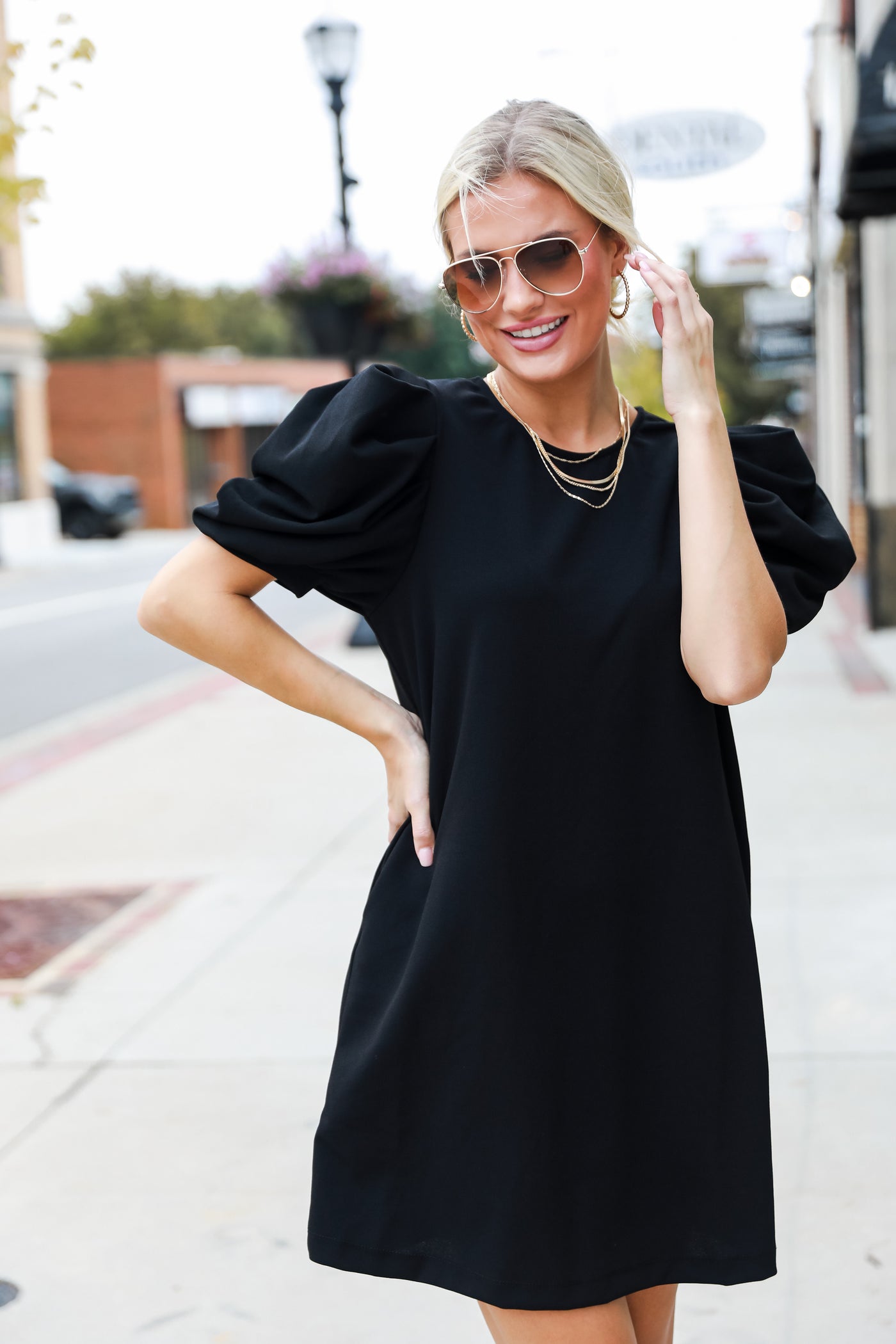 black Puff Sleeve Mini Dress, cute dresses, women's online dresses, affordable black dress, little black dress