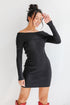 Touchdown Season Off-The-Shoulder Mini Sweater Dress