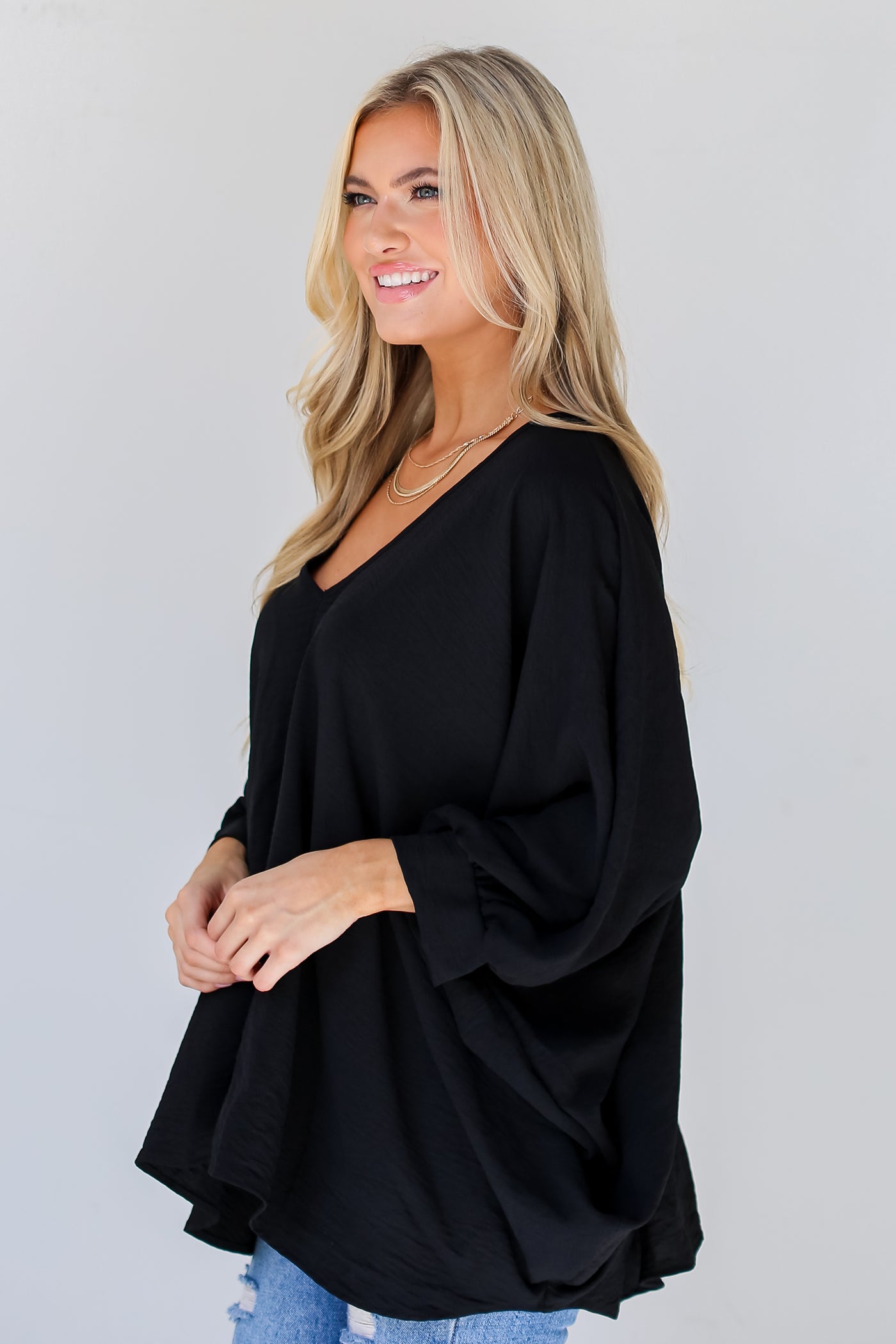 black Oversized Blouse side view