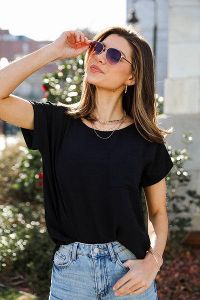 casual black blouse