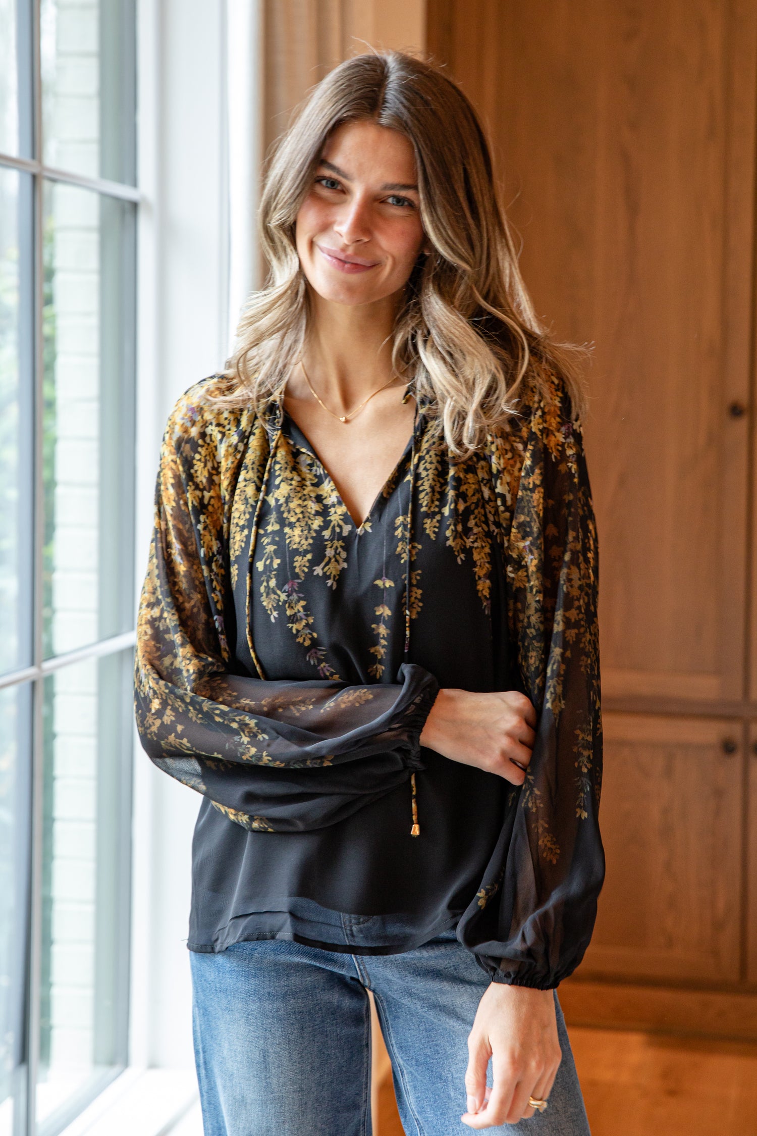 Golden Petal Evening Black Blouse - Black / X-Large Golden Petal Evening Black Blouse - Black / X-Large