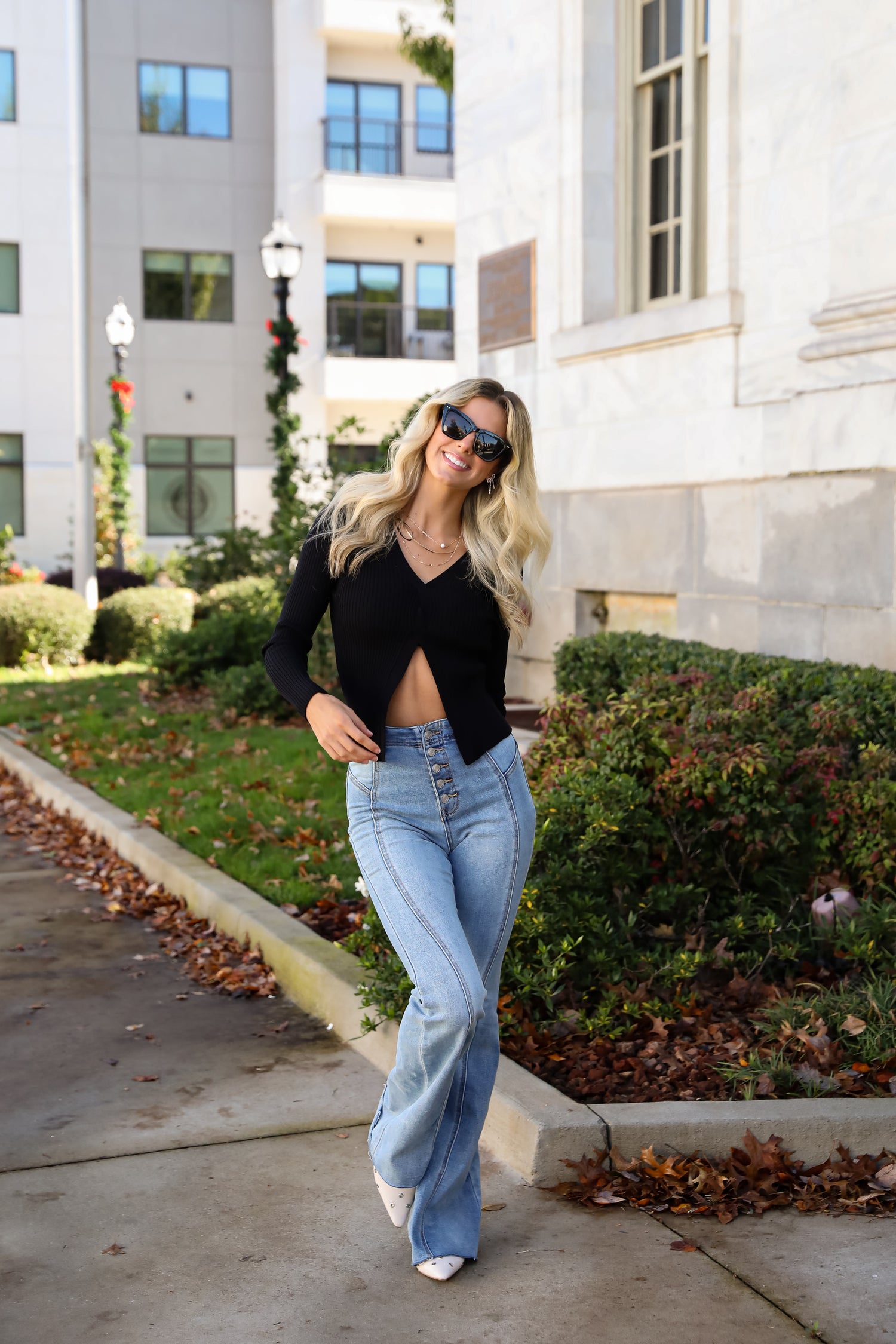 Lucky Moments Black Ribbed Knit Top