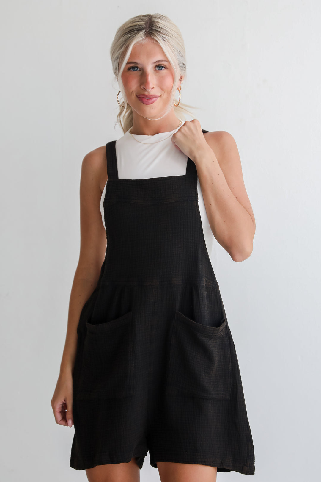 Desired Impression Black Linen Romper