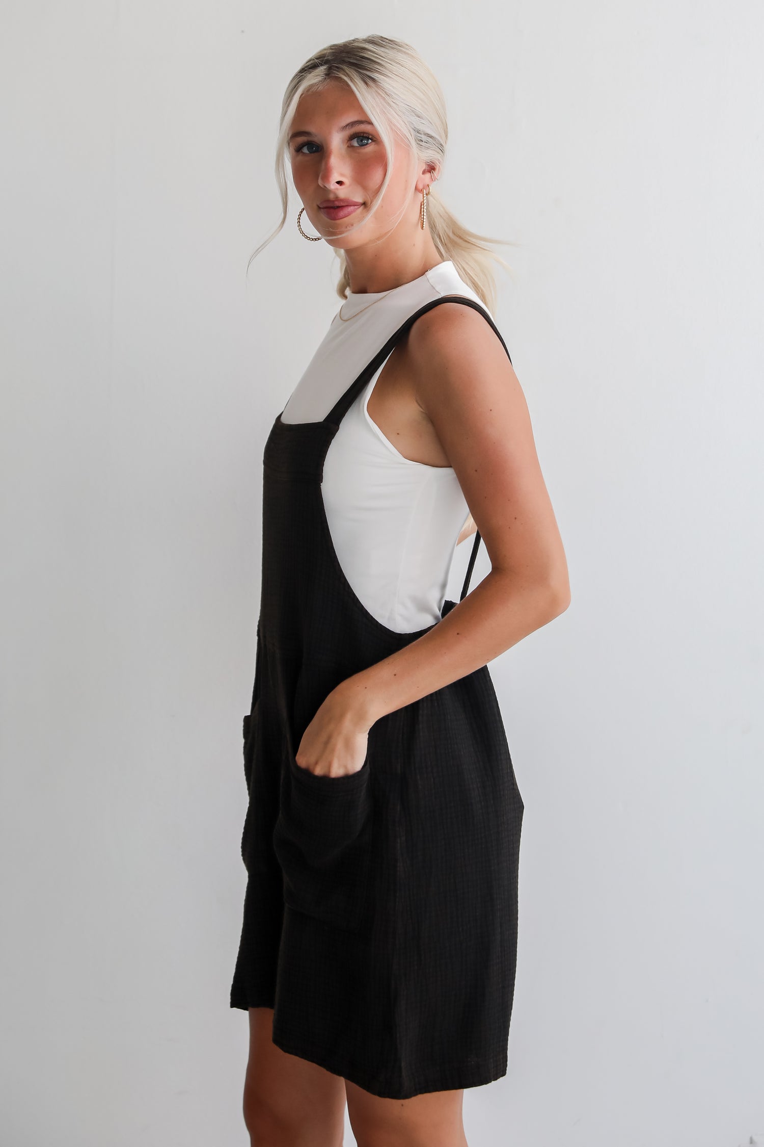 Desired Impression Black Linen Romper