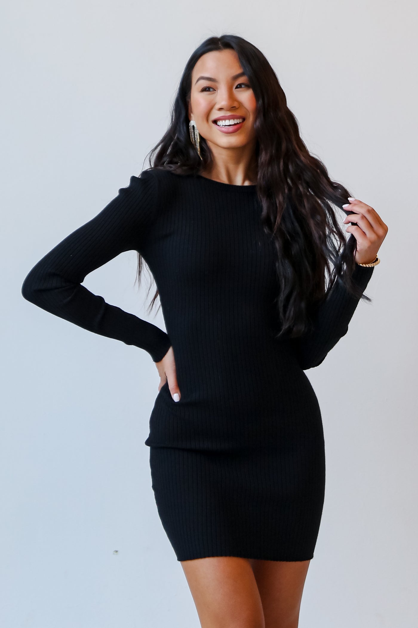 black long sleeve sweater dress