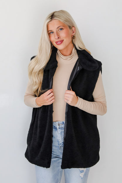 Coziest Crush Black Sherpa Vest