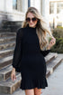 black Smocked Mini Dress