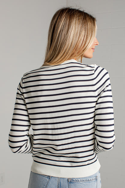 Between The Lines Striped Black Cardigan