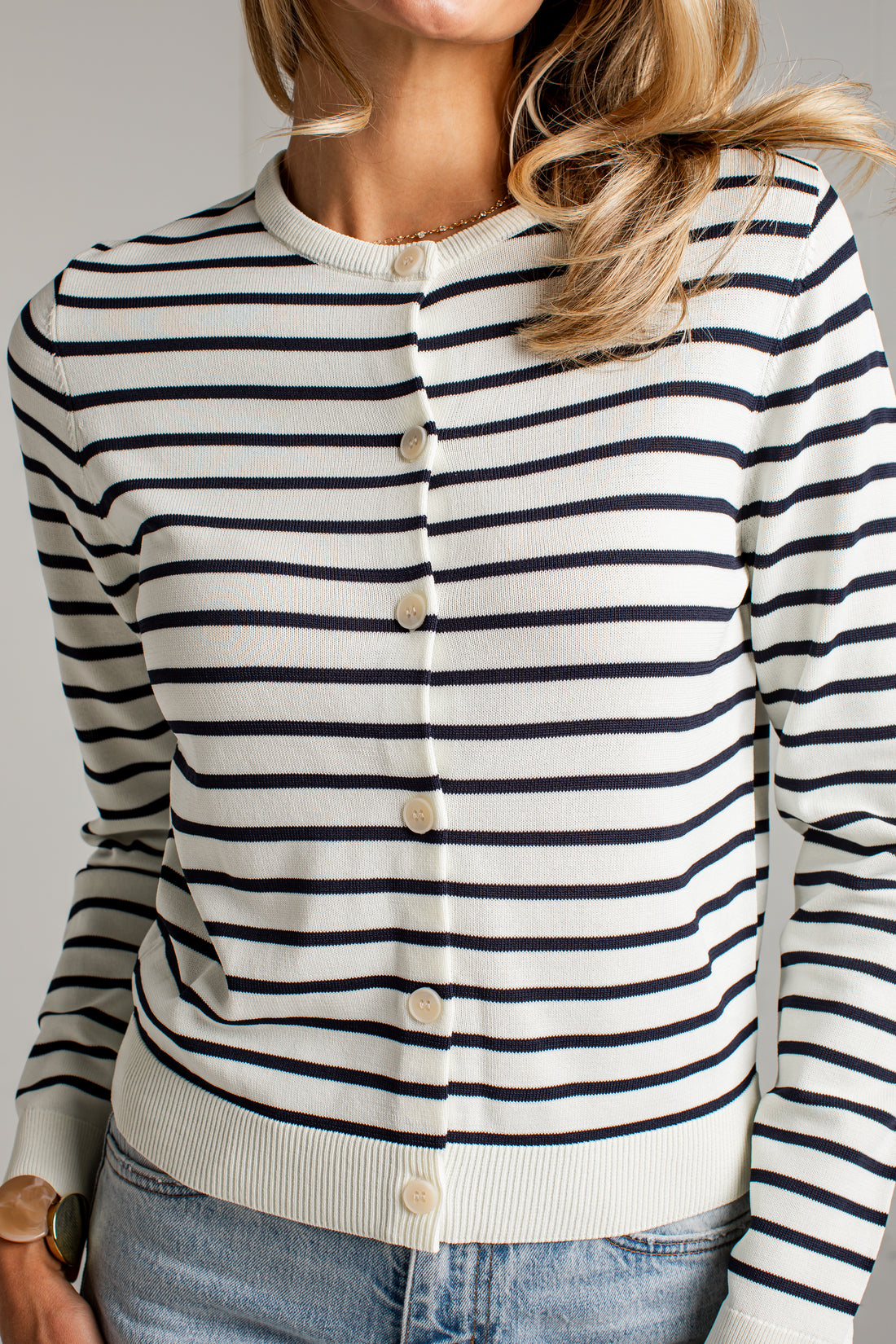 Between The Lines Striped Black Cardigan