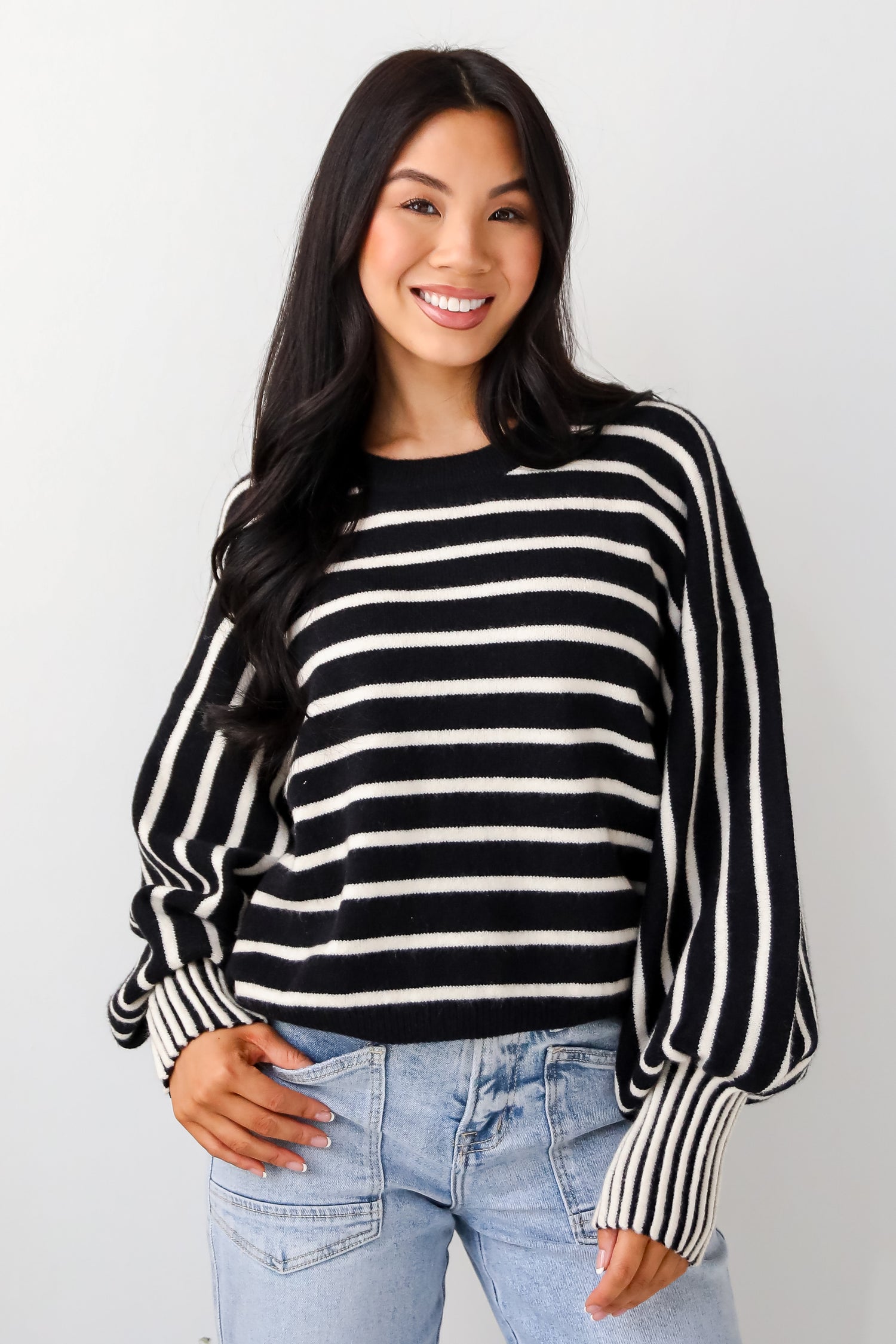 Popular Pick Black Striped Sweater