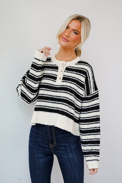 Classic Comfort Black Striped Sweater