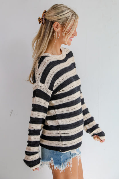 Ultimate Coziness Black Striped Sweater