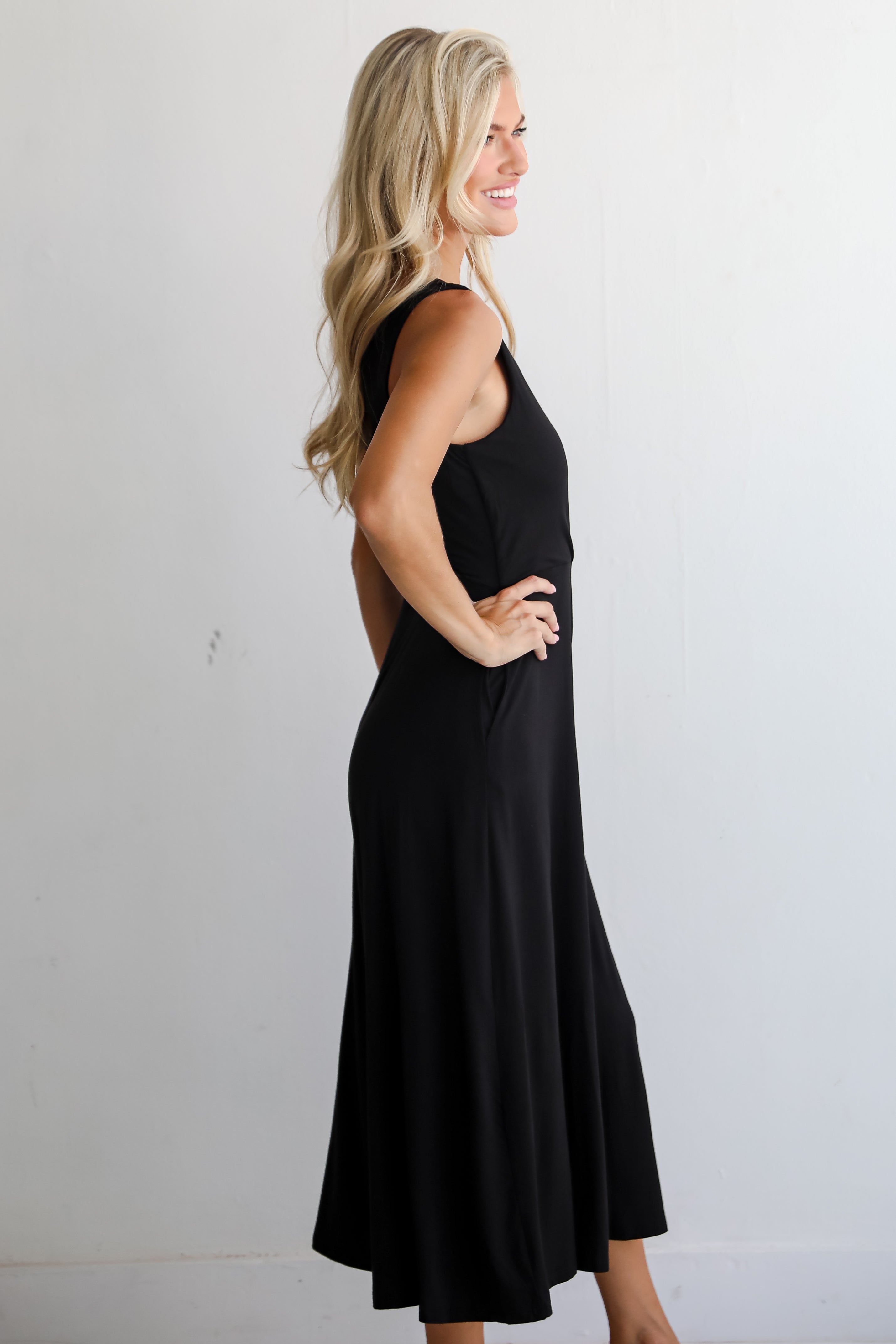 Playful Impression Black Surplice Jumpsuit