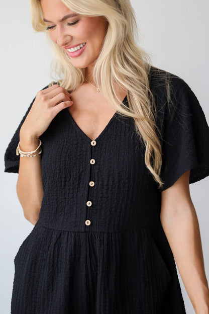 Skilled Poise Black Textured Romper