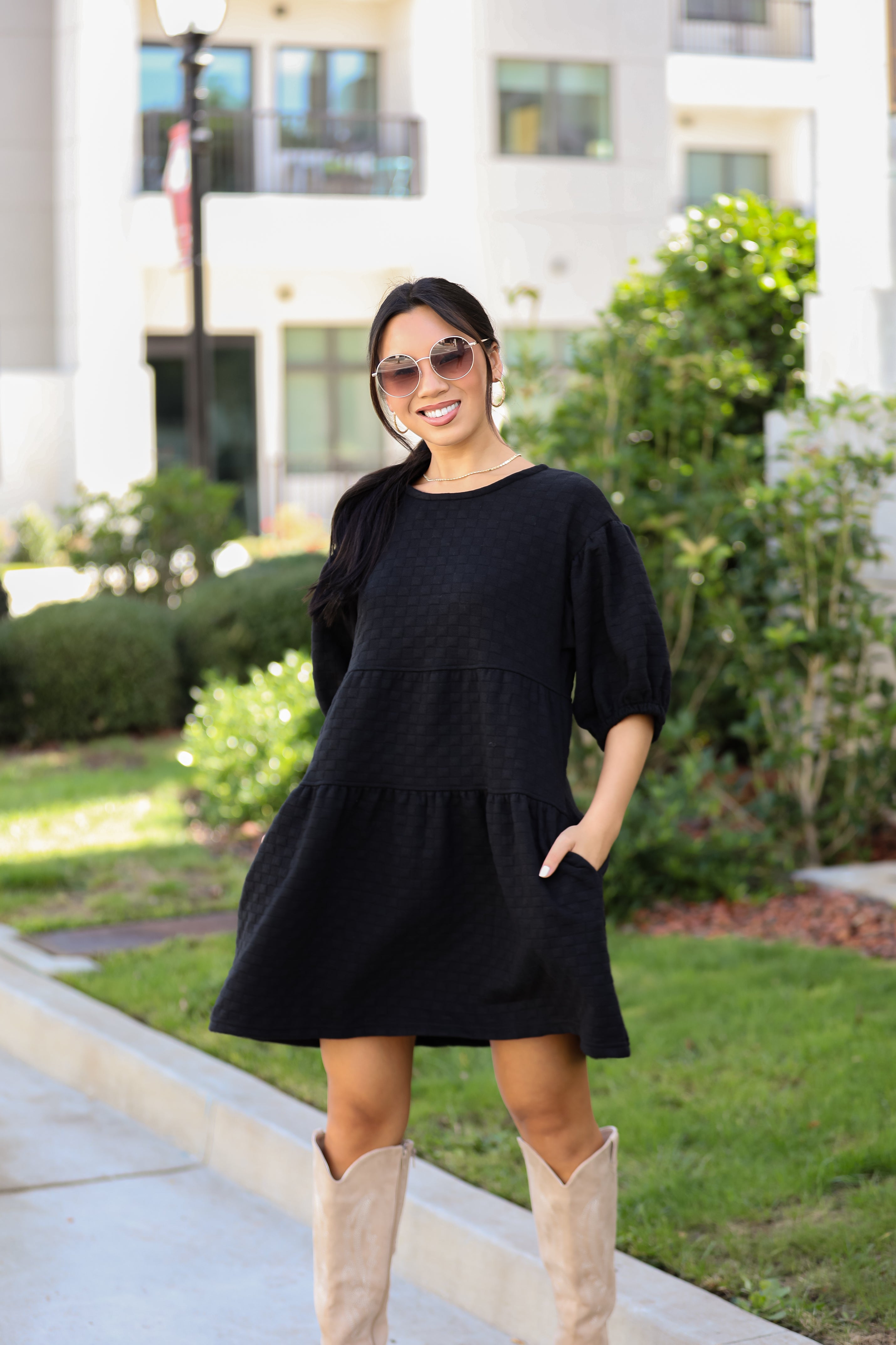 Curated Crush Black Tiered Mini Dress