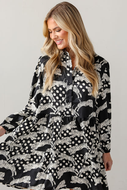 Black Tiger Mini Dress close up