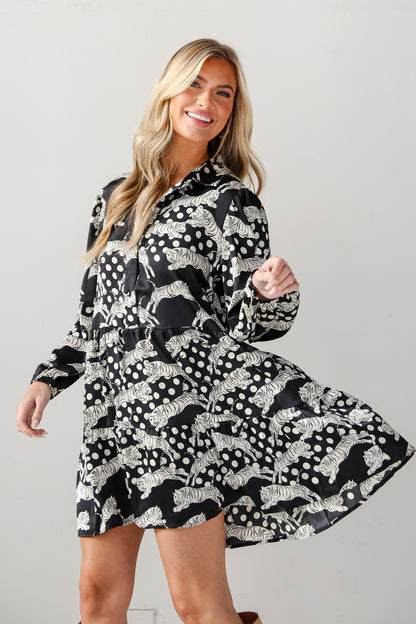 Black Tiger Mini Dress side view