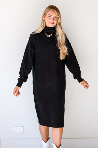 trendy black sweater dress