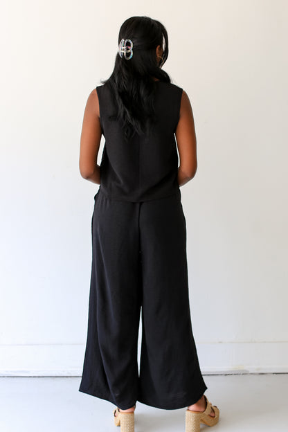 black Wide Leg Pants back view