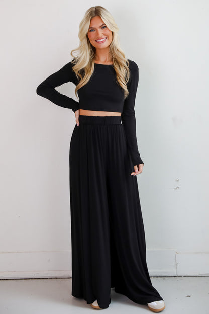 Expert Charm Black Wide Leg Pants