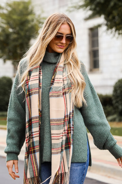 Cozy Plaid Fringe Scarf Scarves For Women Dress Up