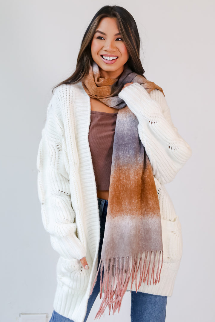 Fringe Scarf on model