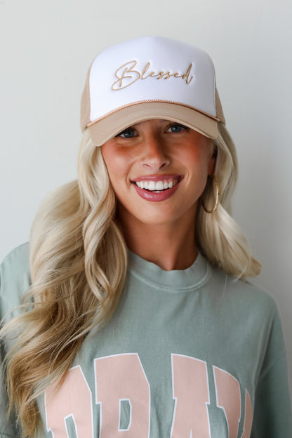 Tan Blessed Trucker Hat