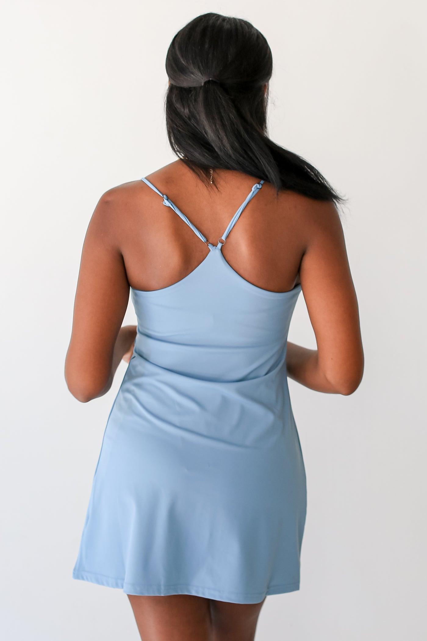 blue Athletic Dress back view