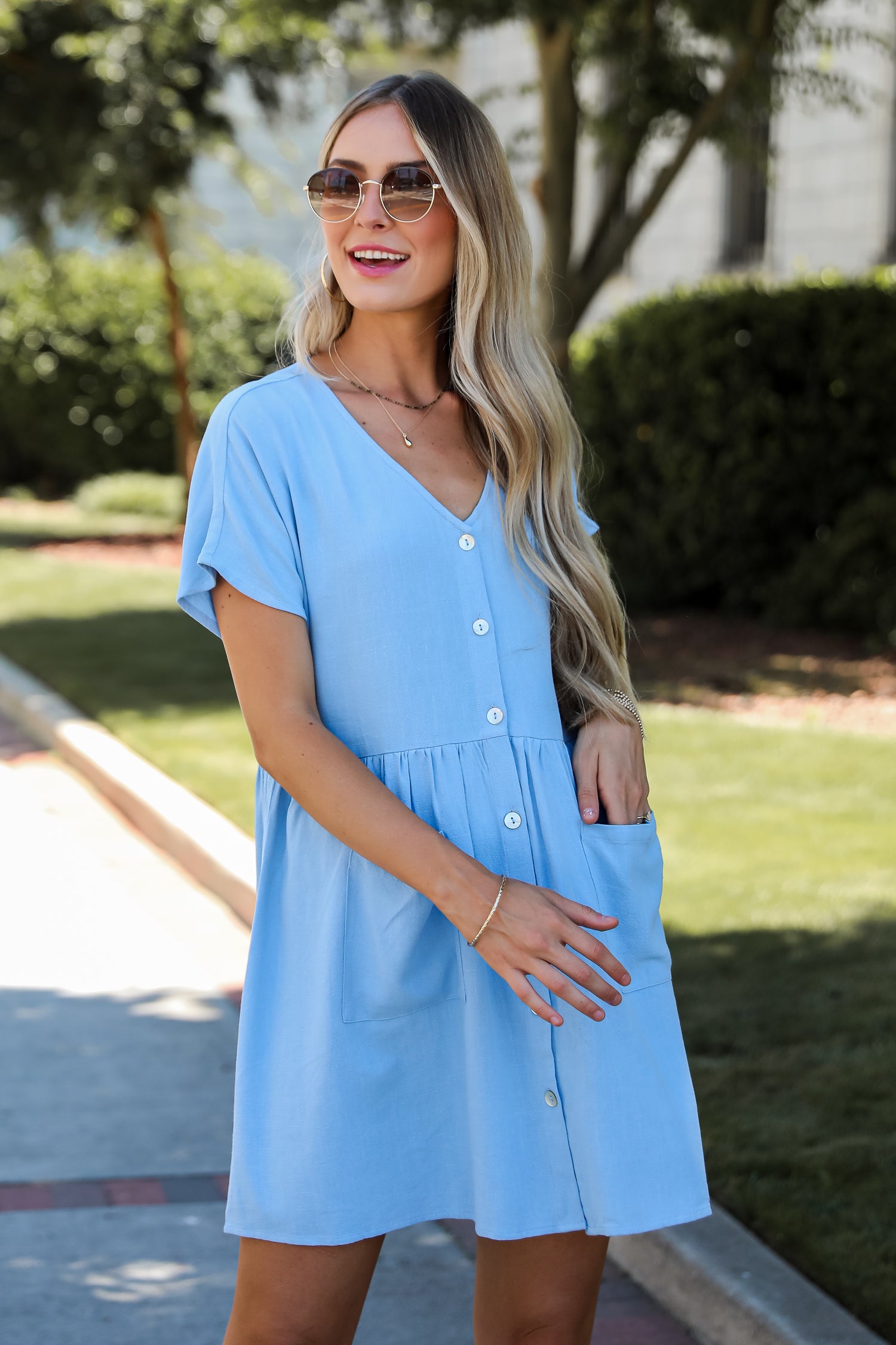 Easy Sweetness Light Blue Babydoll Mini Dress