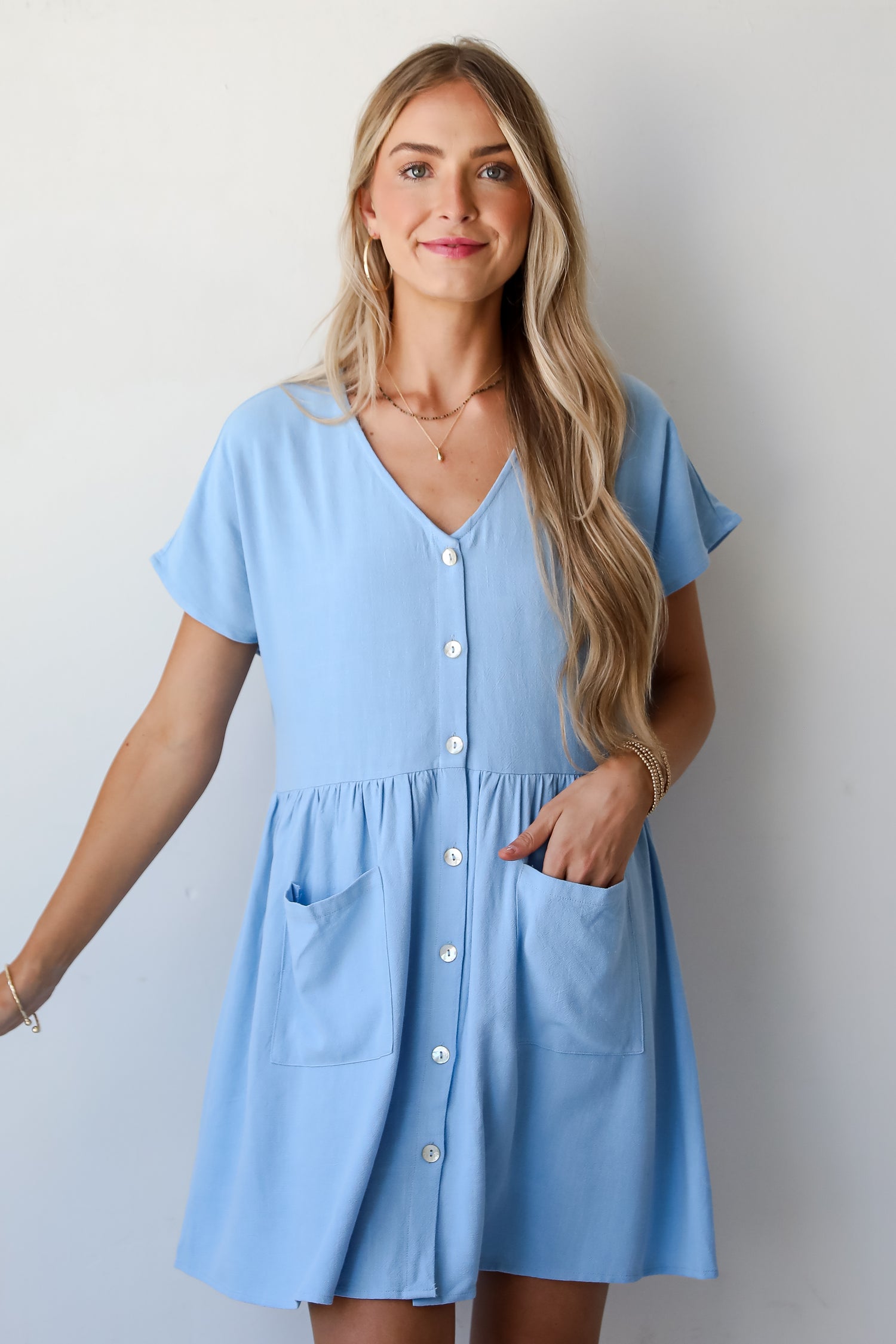 Easy Sweetness Light Blue Babydoll Mini Dress