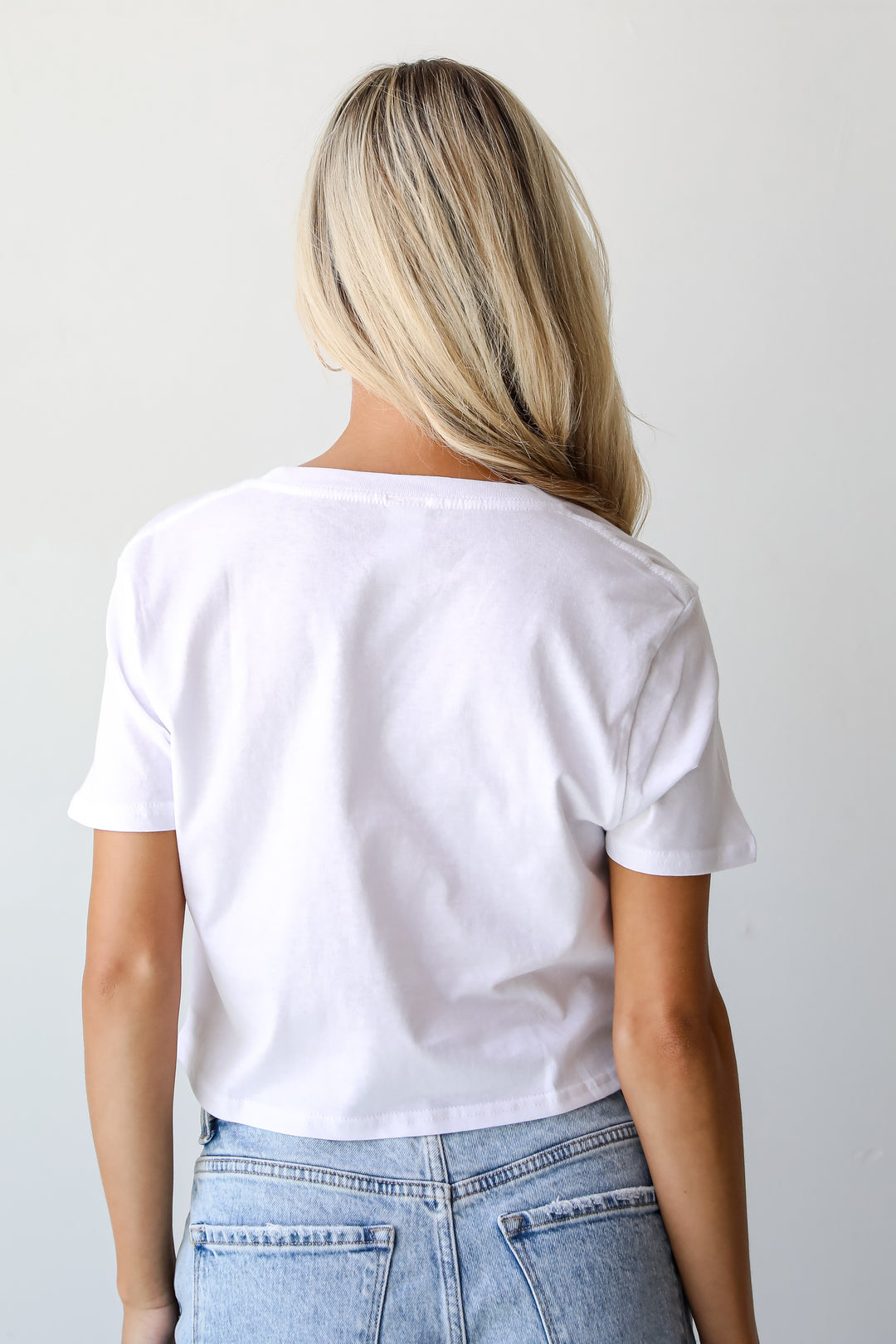 White Bow Cropped Graphic Tee