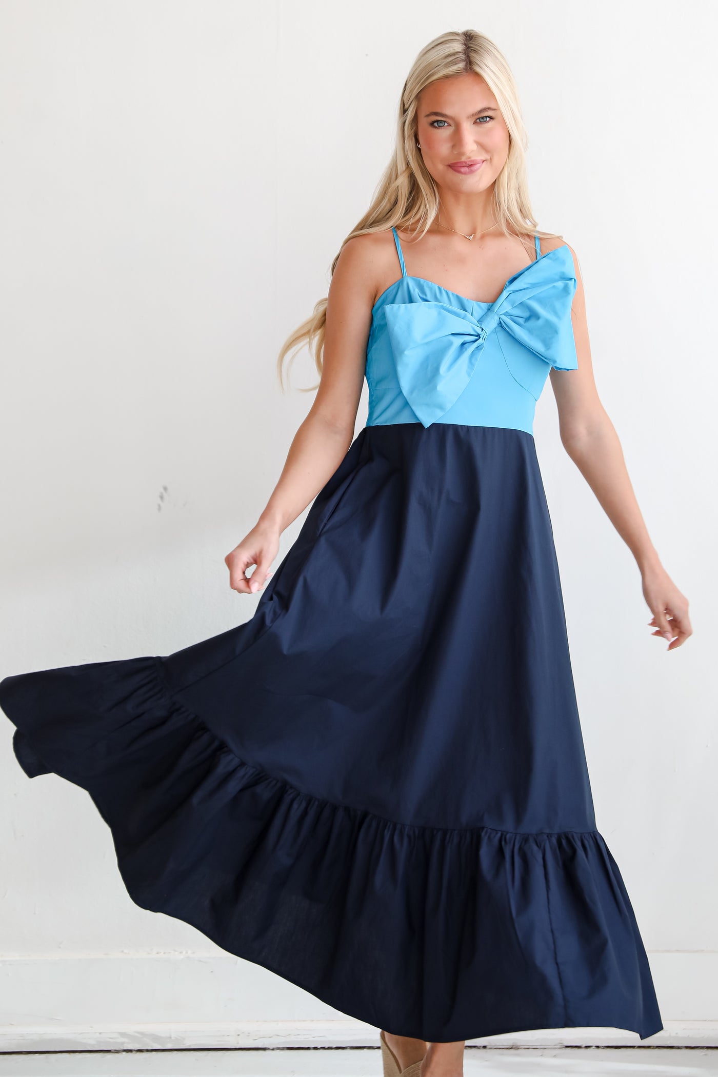 Blue Bow Maxi Dress for women