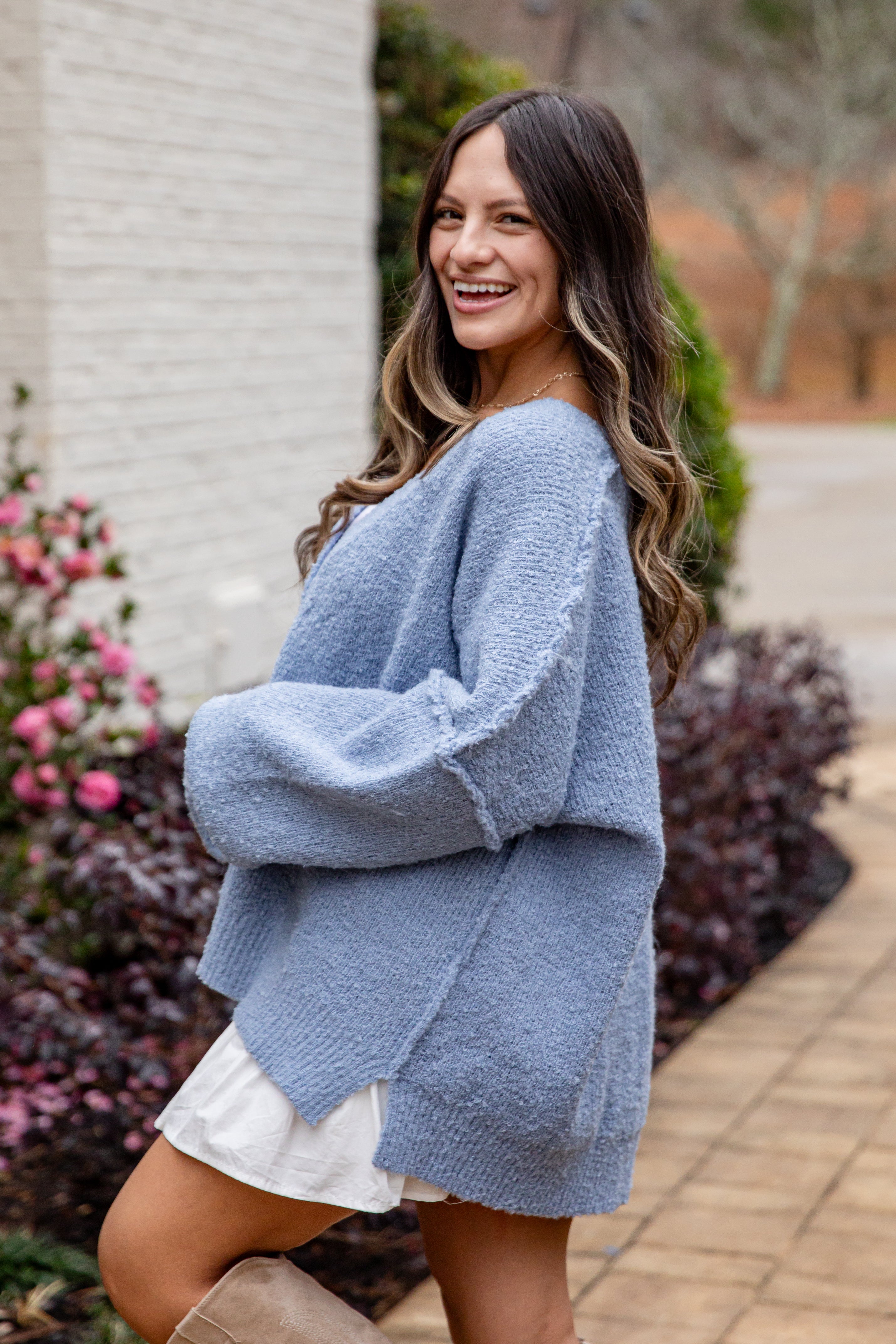 Calm Mountain Light Blue Cardigan | Trendy Women Sweaters