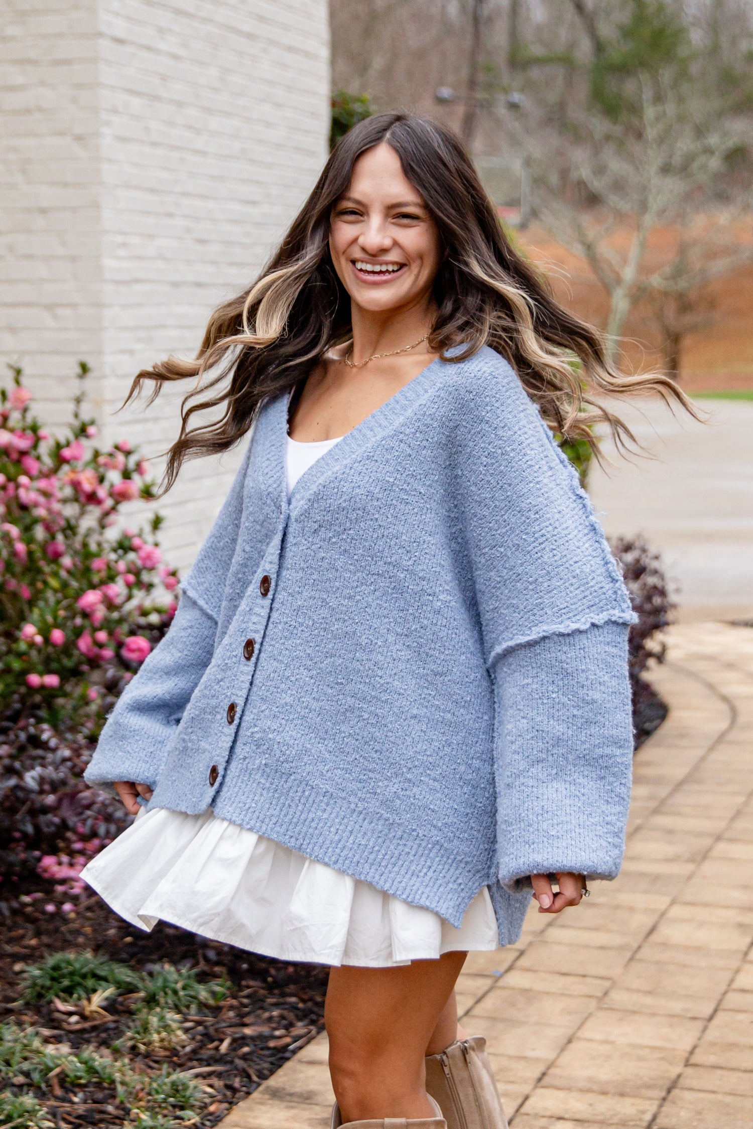cardigan dress for women Calm Mountain Light Blue Cardigan | Trendy Women Sweaters