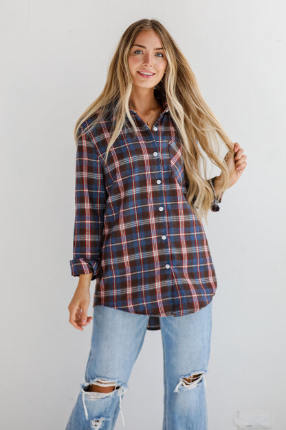 Trendy Era Navy Plaid Flannel