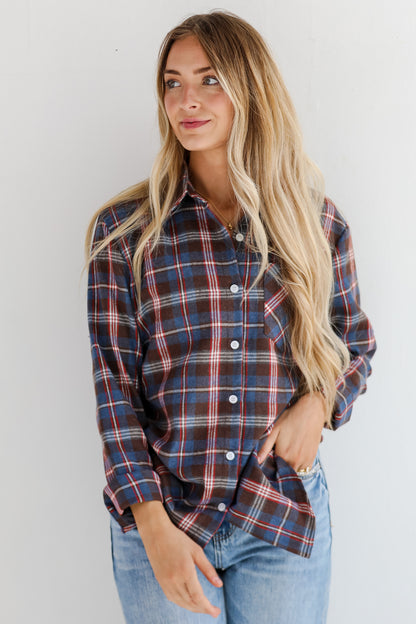 Trendy Era Navy Plaid Flannel