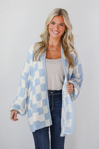 Marvelously Cozy Checkered Sweater Cardigan