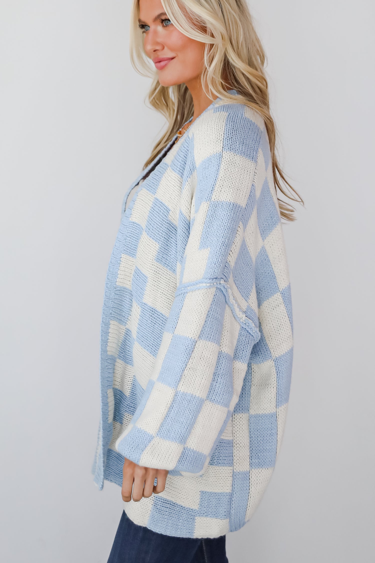 Marvelously Cozy Checkered Sweater Cardigan