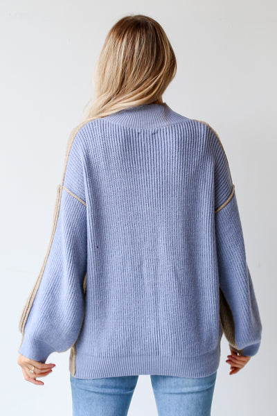 Taupe Color Block Sweater back view