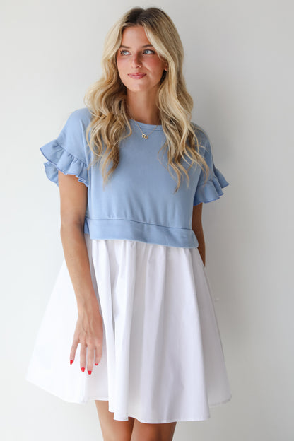 Thriving Sweetness Blue Contrast Mini Dress