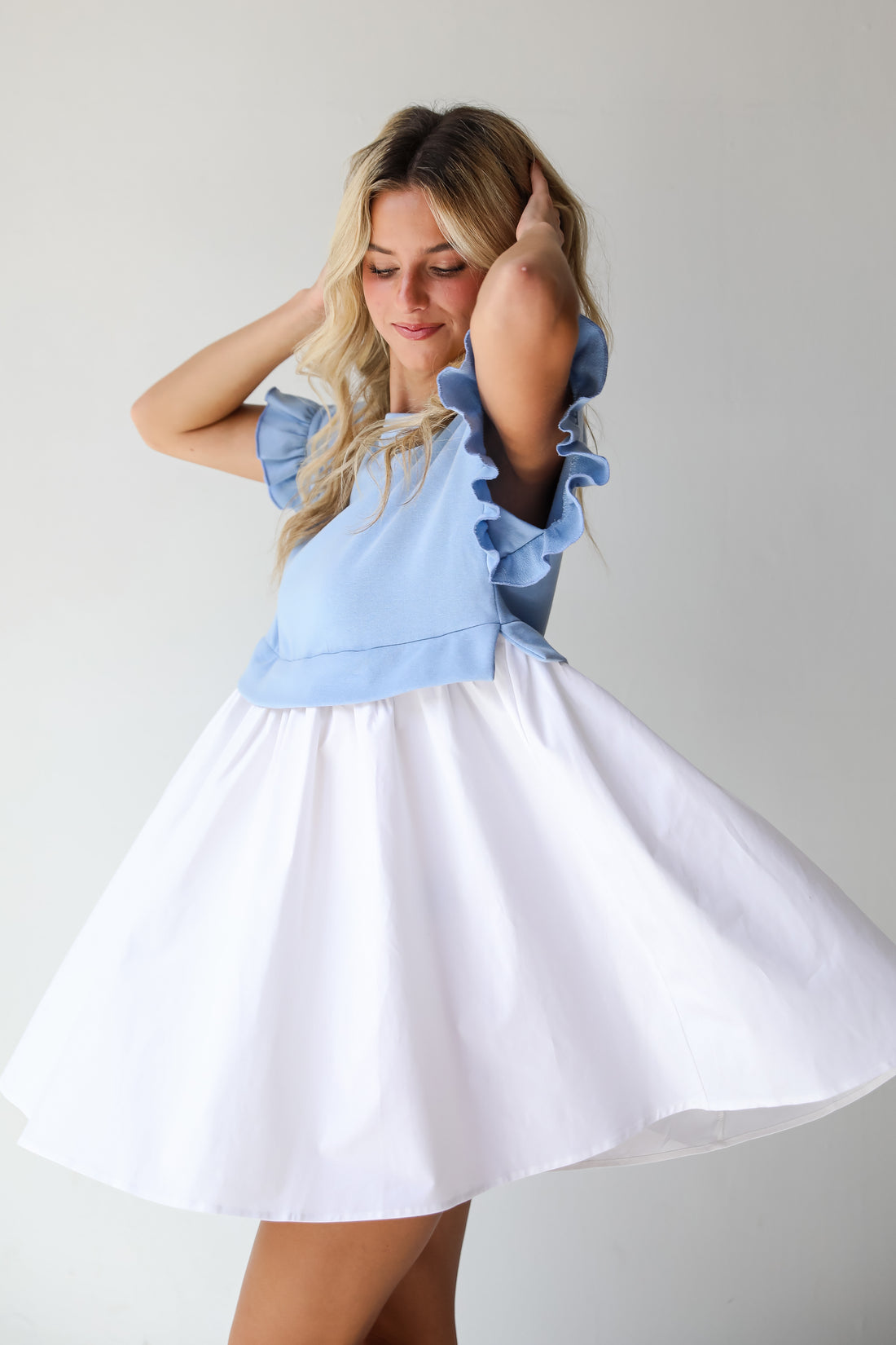 Thriving Sweetness Blue Contrast Mini Dress