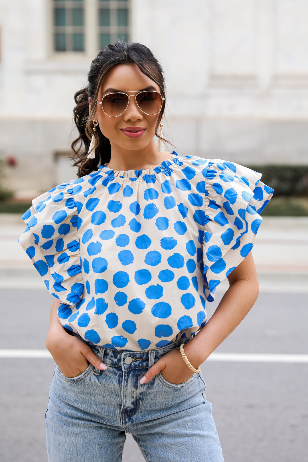 Taupe Dotted Blouse