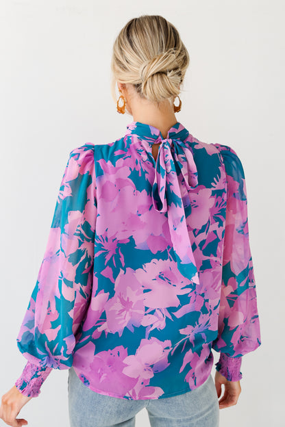 FINAL SALE - Beautiful Entrance Teal Floral Blouse