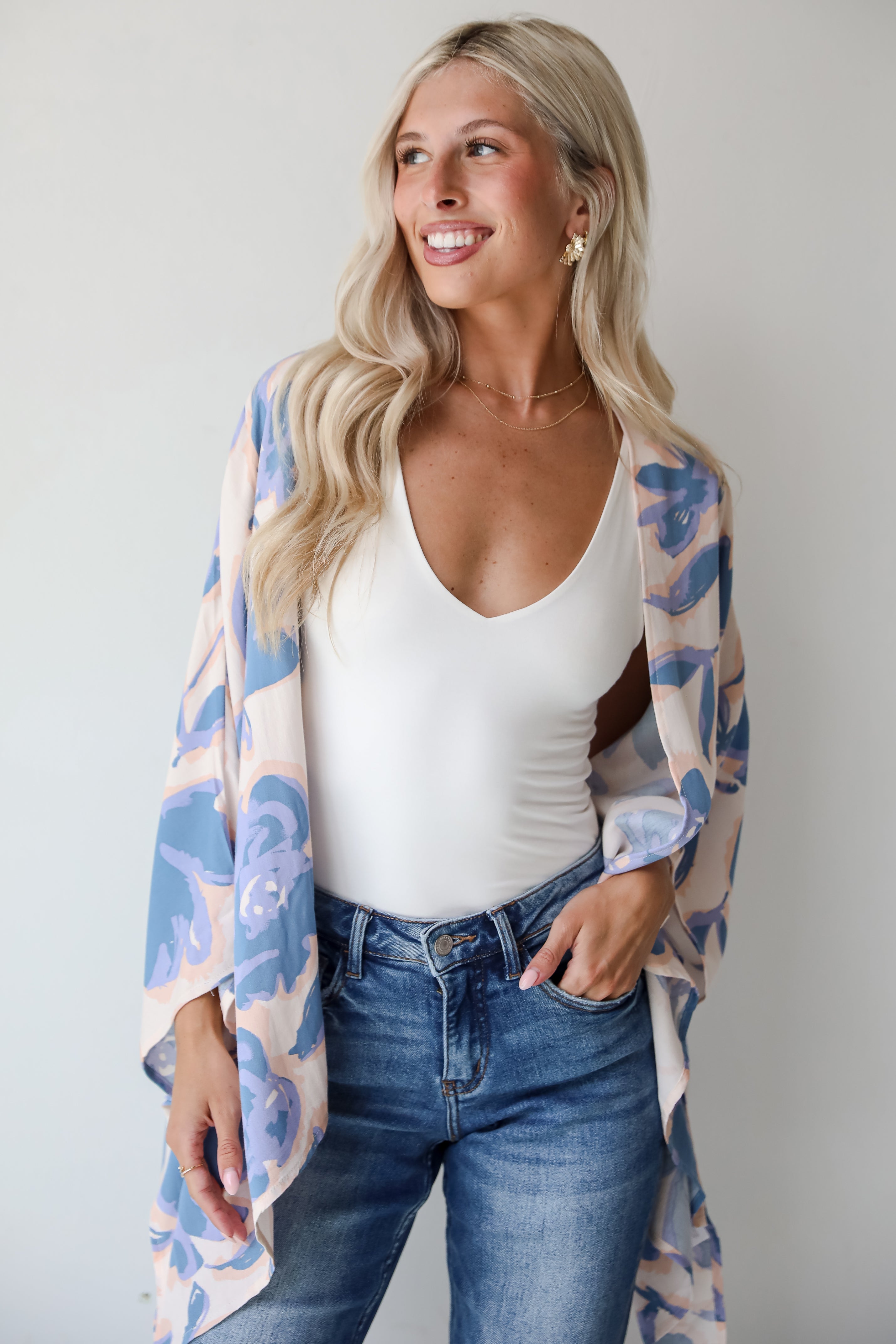 Season Of Blooms Blush Floral Kimono