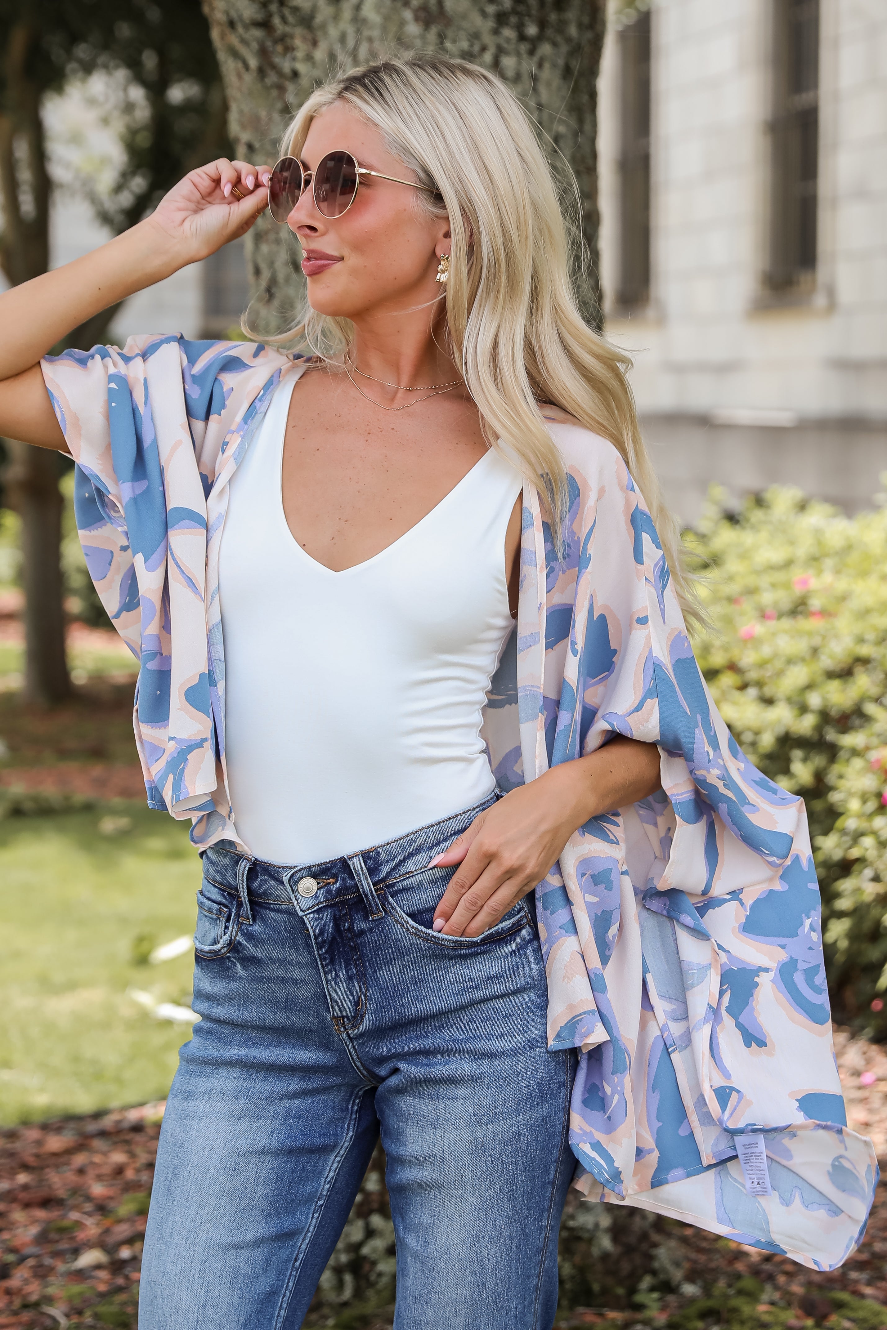 Season Of Blooms Blush Floral Kimono