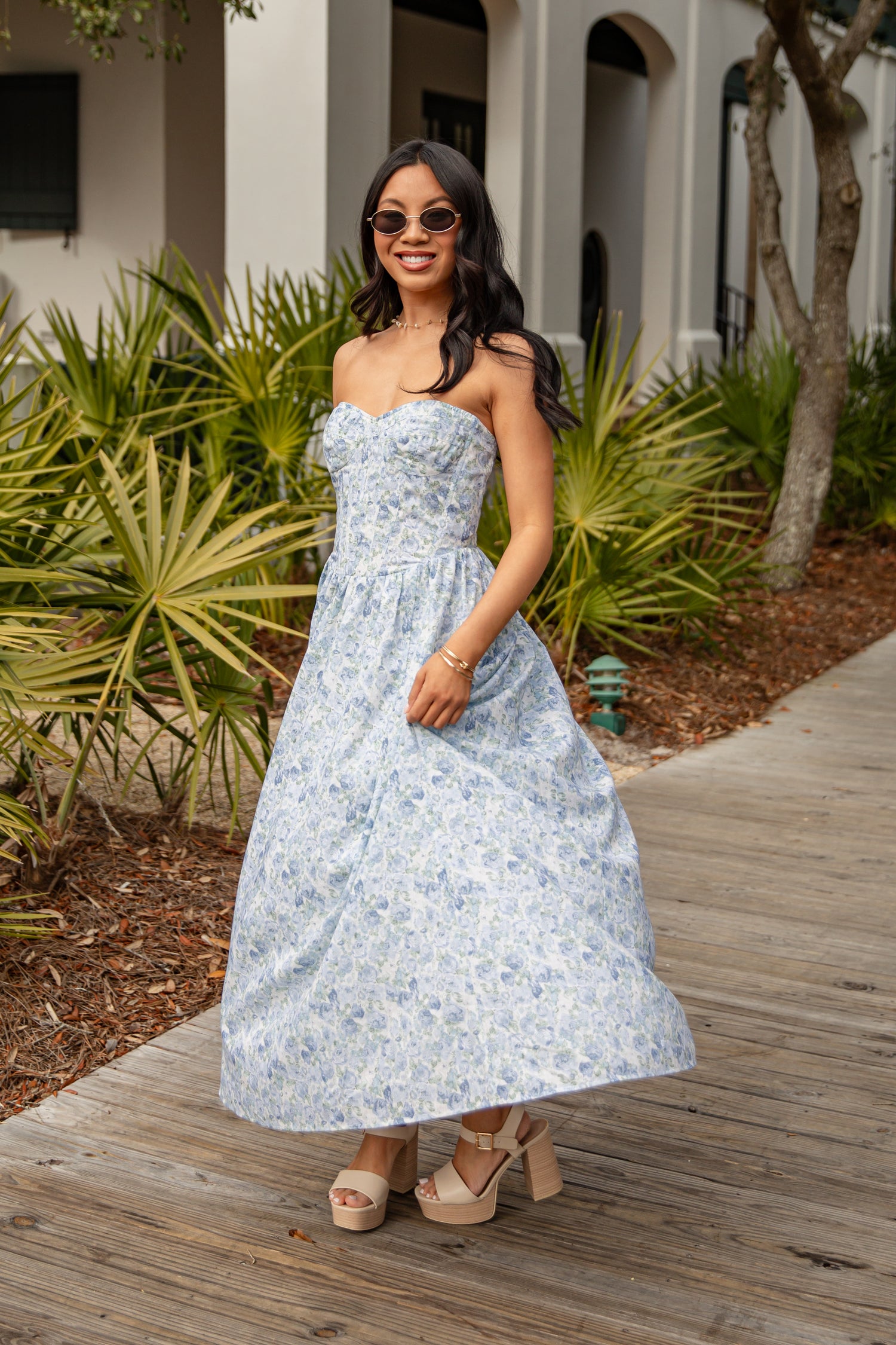 Coastal Blue Floral Maxi Dress | Trendy Women's Dresses | ShopDressUp Blue / Large Coastal Blue Floral Maxi Dress | Trendy Women's Dresses | ShopDressUp Blue / Large