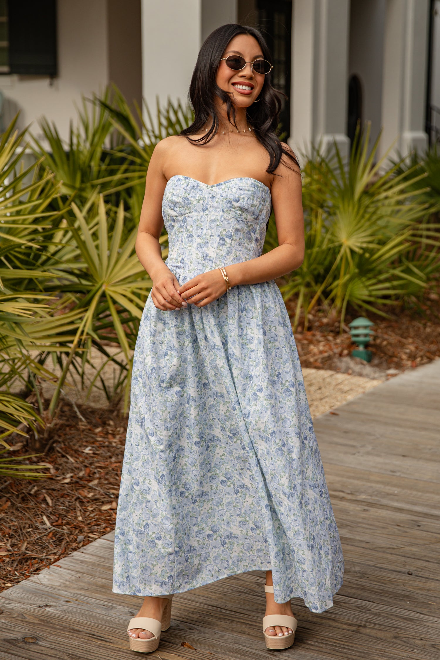 Coastal Blue Floral Maxi Dress | Trendy Women's Dresses | ShopDressUp Blue / Large Coastal Blue Floral Maxi Dress | Trendy Women's Dresses | ShopDressUp Blue / Large