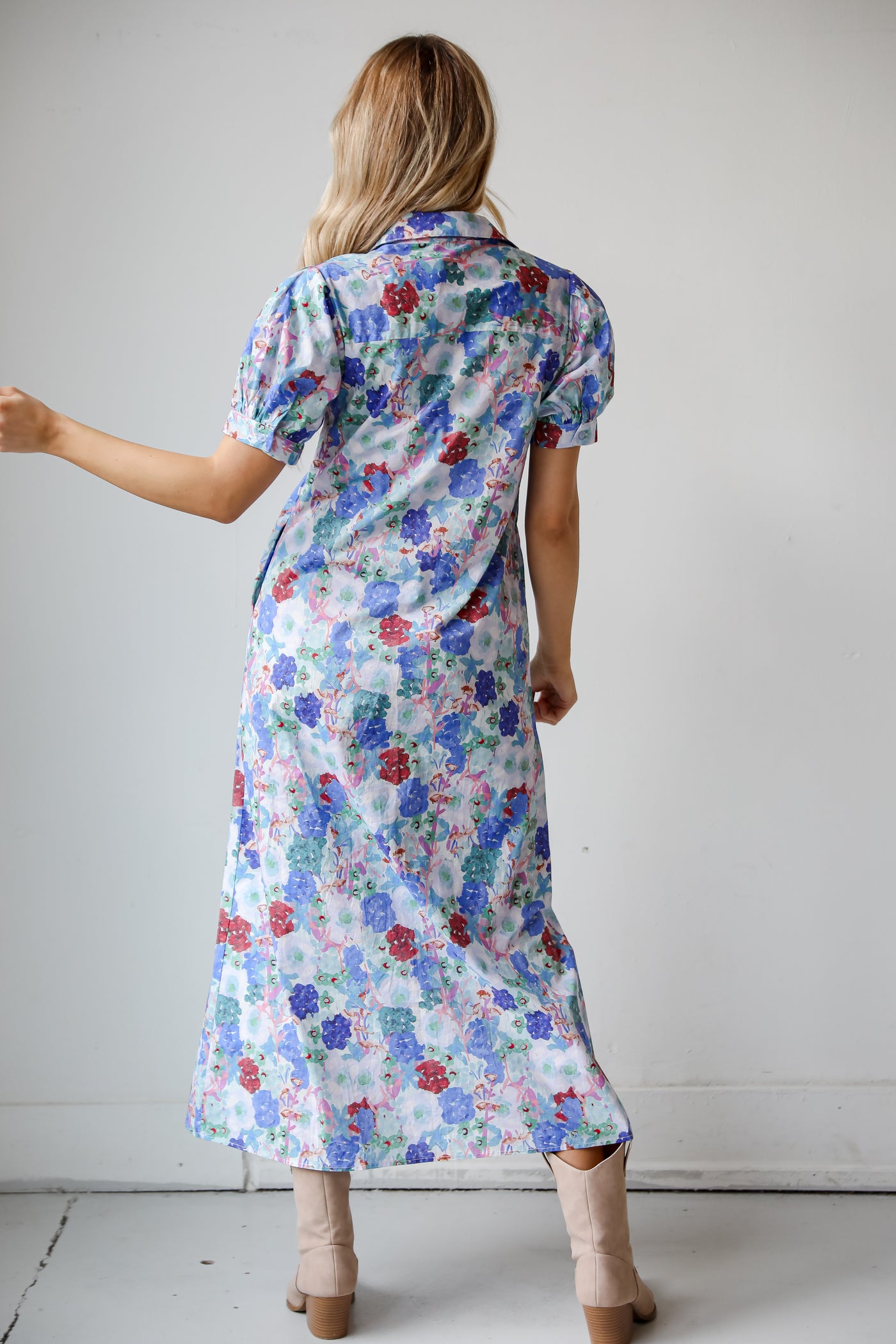 flowy Blue Floral Maxi Dress